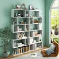 6 Tier S-Shaped Bookshelf Storage Display Bookcase Decor Z-Shelf-White - White - Bookcases