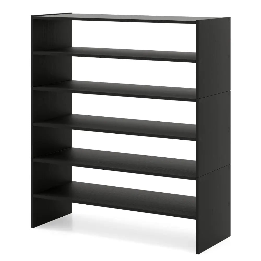 6-tier Shoe Rack with Anti-tipping Device for Entryway-Black - Black - Shoe Racks & Storage Benches