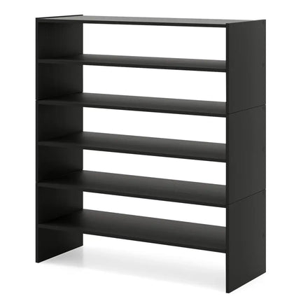 6-tier Shoe Rack with Anti-tipping Device for Entryway-Black - Black - Shoe Racks & Storage Benches