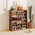 6-tier Shoe Rack with Anti-tipping Device for Entryway-Rustic Brown - Rustic Brown - Shoe Racks & Storage Benches
