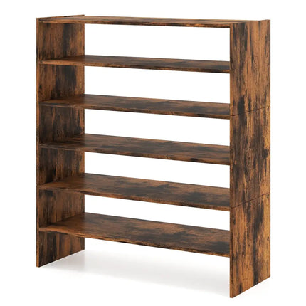 6-tier Shoe Rack with Anti-tipping Device for Entryway-Rustic Brown - Rustic Brown - Shoe Racks & Storage Benches