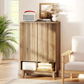 6-Tier Shoe Storage Organizer with 2 Fluted Doors-Oak - Oak - Shoe Racks & Storage Benches