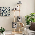 6-Tier Wooden Cat Tree with 2 Removeable Condos Platforms and Perch-Gray - Gray - Cat Trees Condos & Scratchers