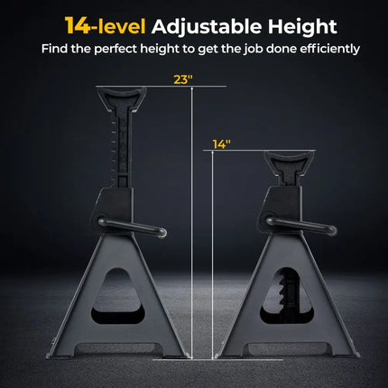 6 Ton 13000 lbs Capacity Metal Car Lifting Stands with 14-23 Inch Adjustable Height - Black - Garages