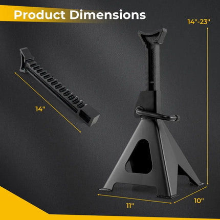 6 Ton 13000 lbs Capacity Metal Car Lifting Stands with 14-23 Inch Adjustable Height - Black - Garages