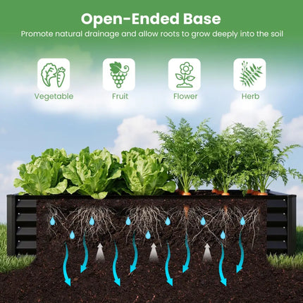 6 x 3 x 1 FT Galvanized Raised Garden Bed with Greenhouse Cover-Black - Black - Raised Garden Beds