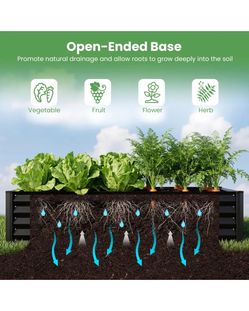6 x 3 x 1 FT Galvanized Raised Garden Bed with Greenhouse Cover-Black - Black - Raised Garden Beds