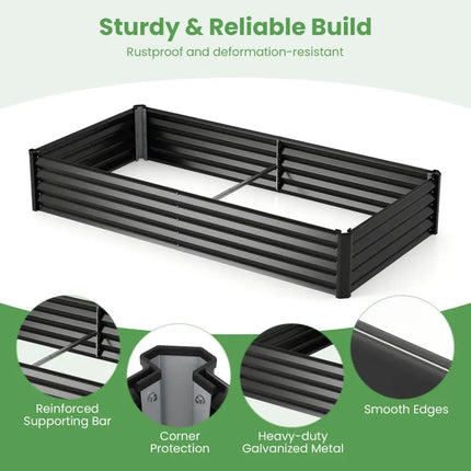 6 x 3 x 1 FT Galvanized Raised Garden Bed with Greenhouse Cover-Black - Black - Raised Garden Beds