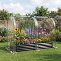 6 x 3 x 1 FT Galvanized Raised Garden Bed with Greenhouse Cover-Black - Black - Raised Garden Beds