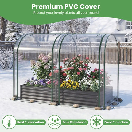 6 x 3 x 1 FT Galvanized Raised Garden Bed with Greenhouse Cover-Black - Black - Raised Garden Beds