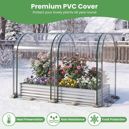 6 x 3 x 1 FT Galvanized Raised Garden Bed with Greenhouse Cover-Silver - Silver - Raised Garden Beds