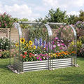 6 x 3 x 1 FT Galvanized Raised Garden Bed with Greenhouse Cover-Silver - Silver - Raised Garden Beds