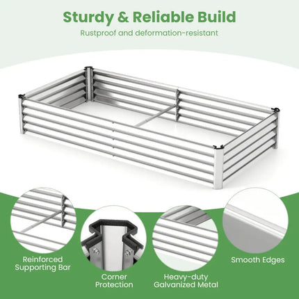 6 x 3 x 1 FT Galvanized Raised Garden Bed with Greenhouse Cover-Silver - Silver - Raised Garden Beds