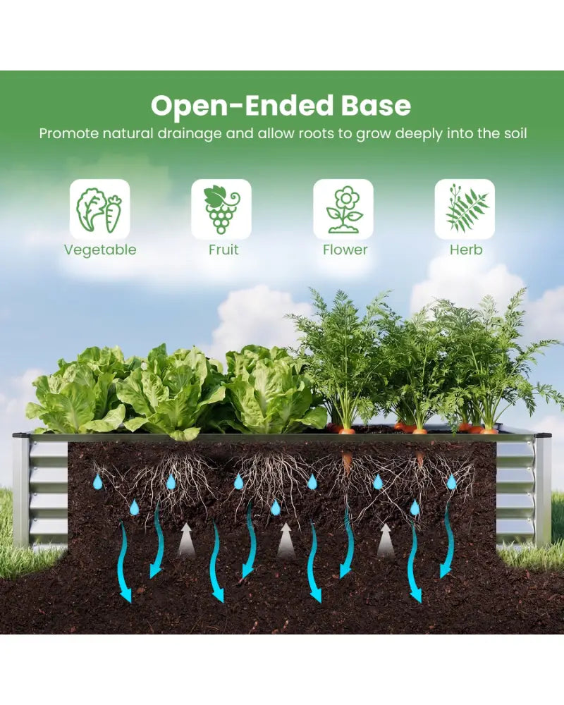 6 x 3 x 1 FT Galvanized Raised Garden Bed with Greenhouse Cover-Silver - Silver - Raised Garden Beds