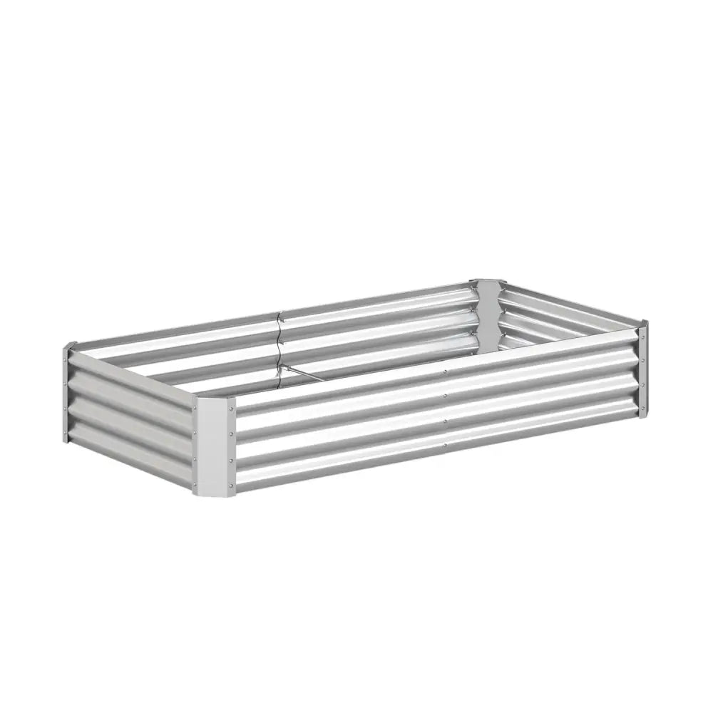 6 x 3 x 1 FT Galvanized Raised Garden Bed with Open-Ended Base-Silver - Silver - Raised Garden Beds
