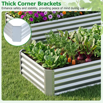 6 x 3 x 1 FT Galvanized Raised Garden Bed with Open-Ended Base-Silver - Silver - Raised Garden Beds