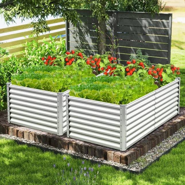 6 x 3 x 2 Feet Metal Rectangular Raised Garden Bed with Open Bottom Design-Silver - Silver - Raised Garden Beds