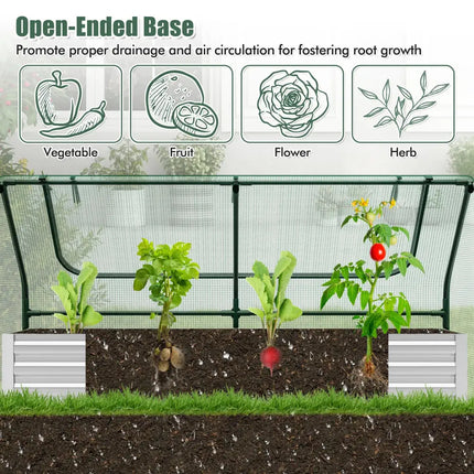 6 x 3 x 3 Feet Galvanized Raised Garden Bed with Greenhouse-Green - Green - Raised Garden Beds