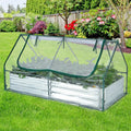 6 x 3 x 3 Feet Galvanized Raised Garden Bed with Greenhouse-Silver - Silver - Raised Garden Beds