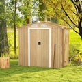 6 x 4 Feet Galvanized Steel Storage Shed with Lockable Sliding Doors-Natural - Natural - Sheds & Outdoor Storage