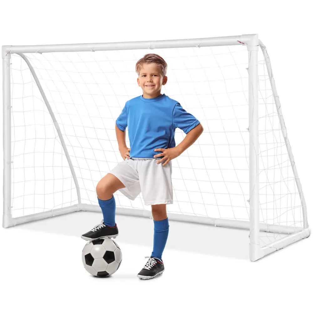 6 x 4 Feet Soccer Goal with Strong UPVC Frame - White - Sport Equipments