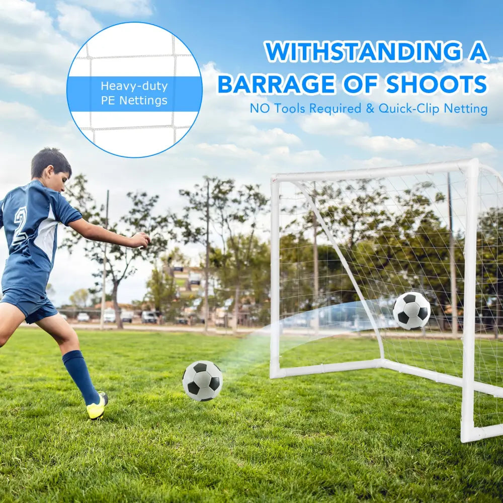 6 x 4 Feet Soccer Goal with Strong UPVC Frame - White - Sport Equipments