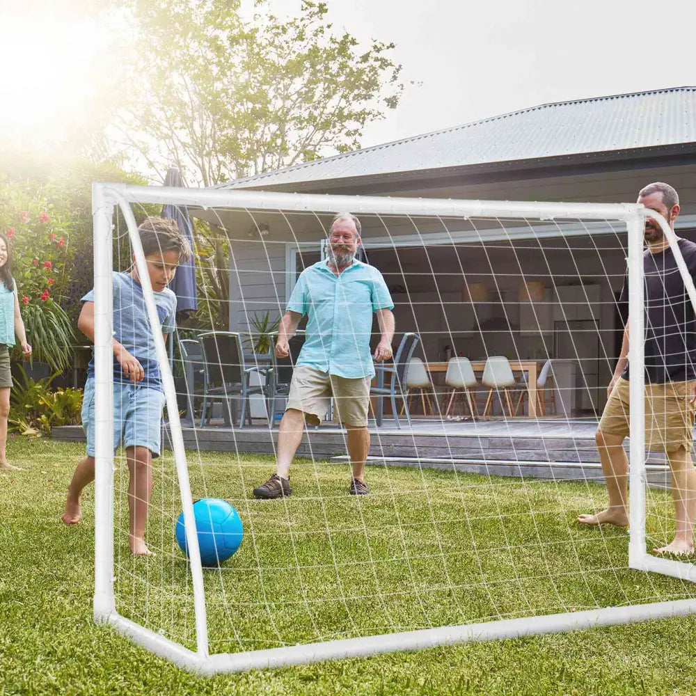 6 x 4 Feet Soccer Goal with Strong UPVC Frame - White - Sport Equipments