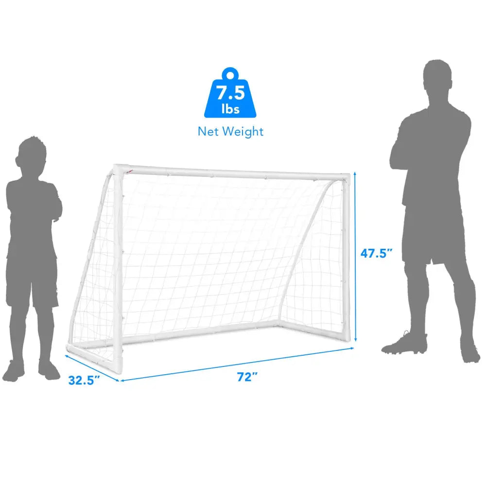 6 x 4 Feet Soccer Goal with Strong UPVC Frame - White - Sport Equipments