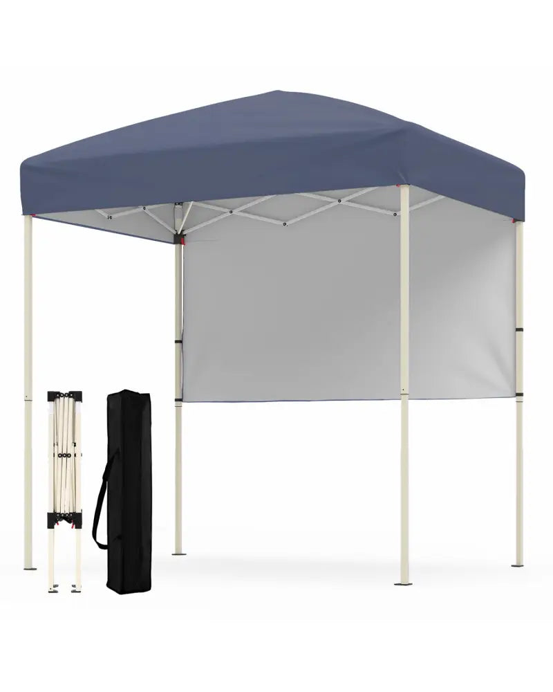6 x 4 FT Pop-Up Canopy Tent with 1 Half Sidewall Easy Setup Folding Outdoor Sun Shelter-Gray - Gray - Canopies