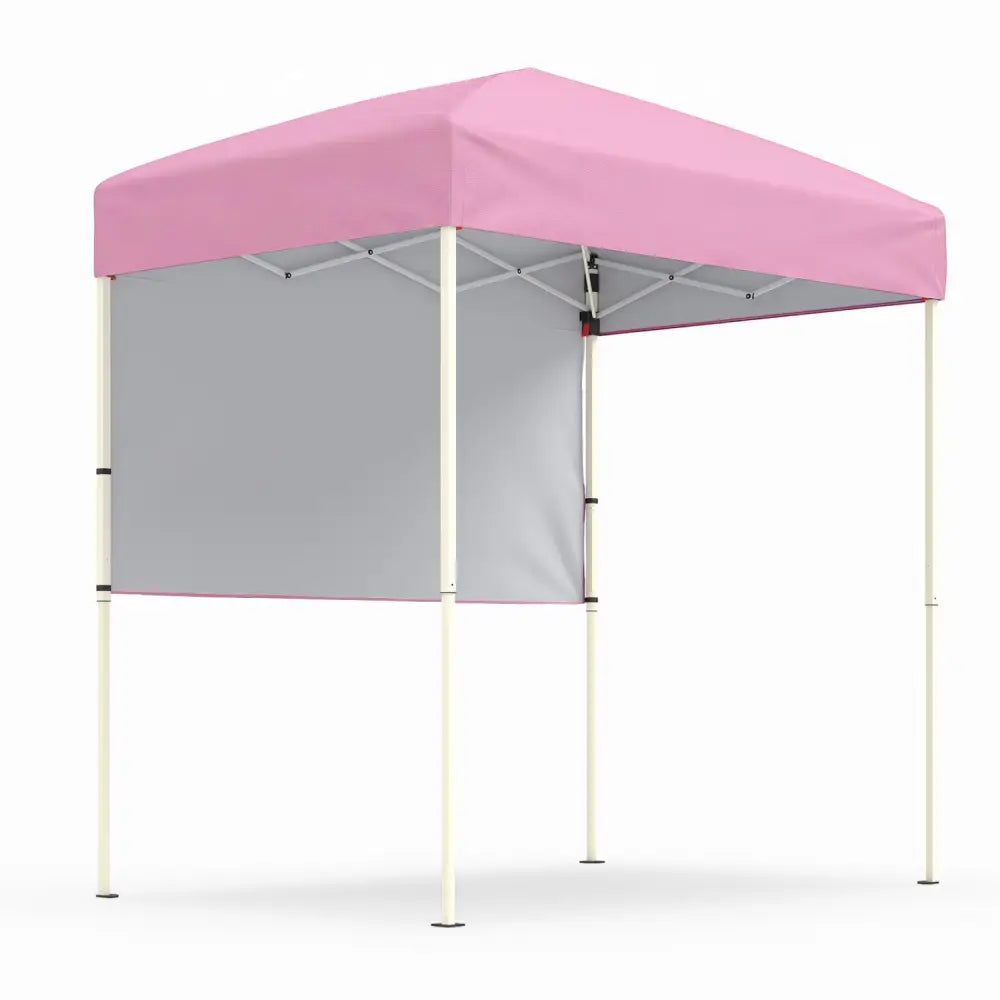 6 x 4 FT Pop-Up Canopy Tent with 1 Half Sidewall Easy Setup Folding Outdoor Sun Shelter-Pink - Pink - Canopies