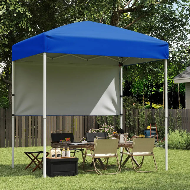 6 x 4 FT Pop-Up Canopy Tent with 1 Half Sidewall Easy Setup Folding Outdoor Sun Shelter-Blue - Blue - Canopies