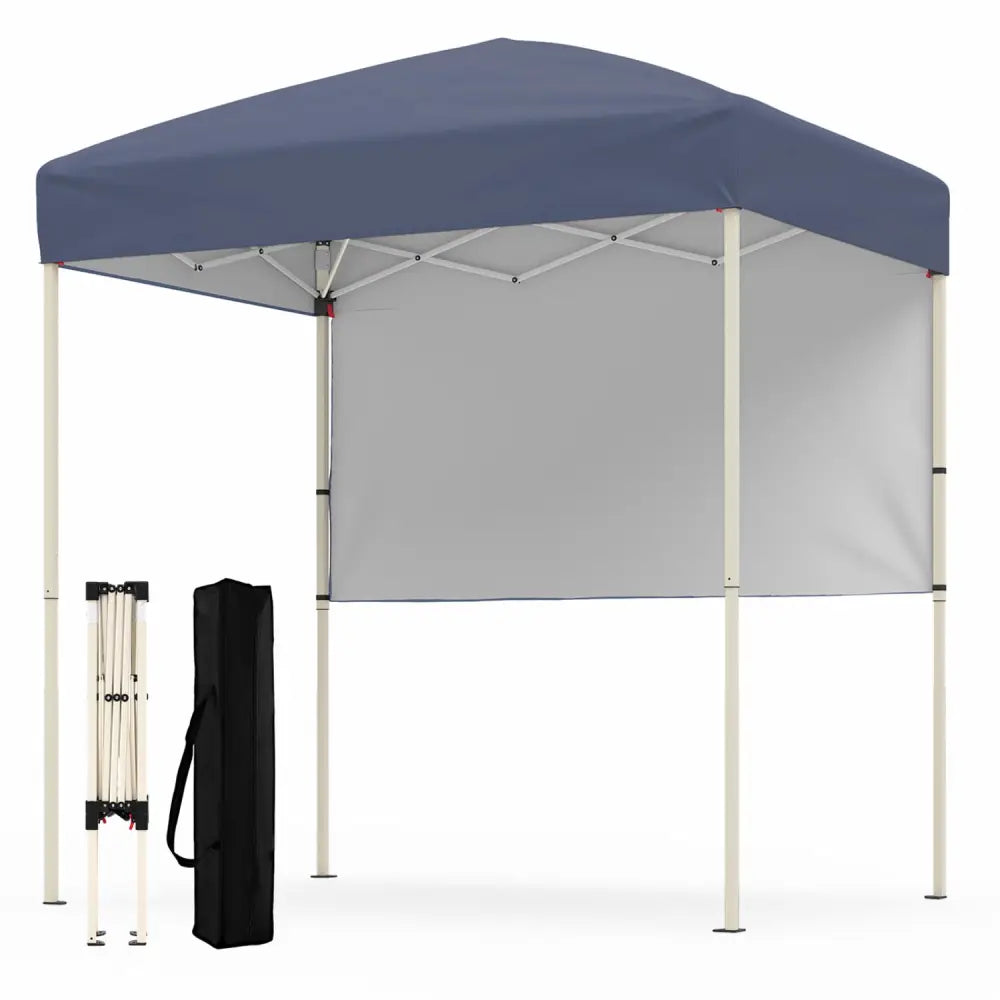 6 x 4 FT Pop-Up Canopy Tent with 1 Half Sidewall Easy Setup Folding Outdoor Sun Shelter-Gray - Gray - Canopies