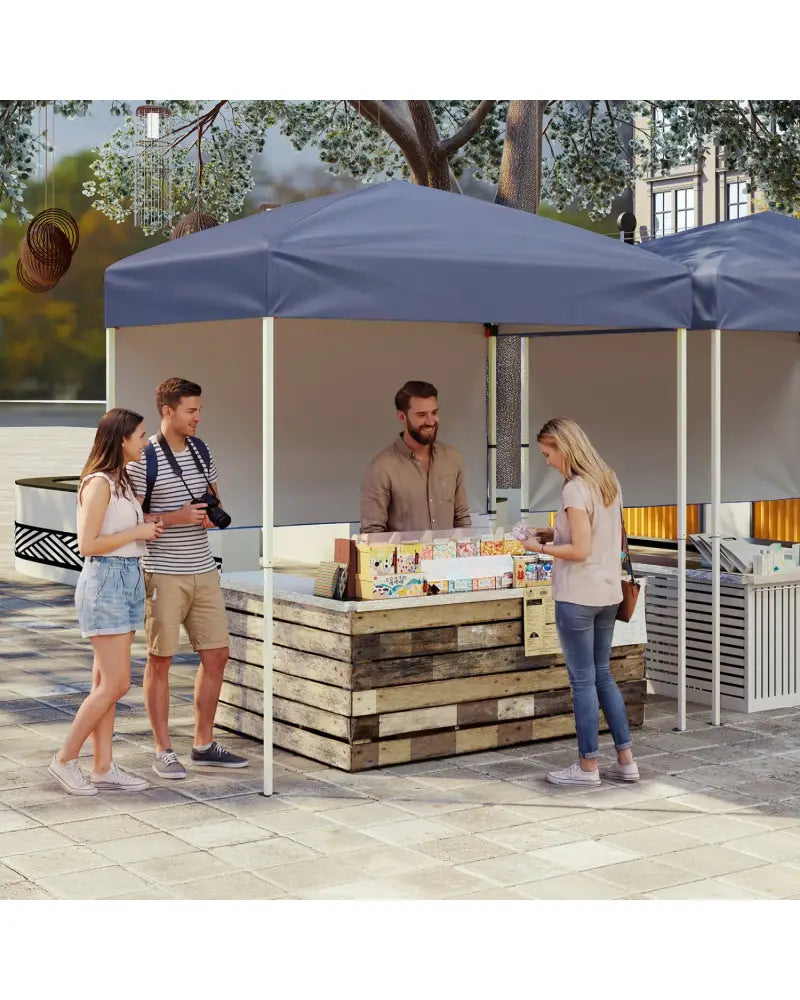 6 x 4 FT Pop-Up Canopy Tent with 1 Half Sidewall Easy Setup Folding Outdoor Sun Shelter-Gray - Gray - Canopies