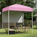 6 x 4 FT Pop-Up Canopy Tent with 1 Half Sidewall Easy Setup Folding Outdoor Sun Shelter-Pink - Pink - Canopies