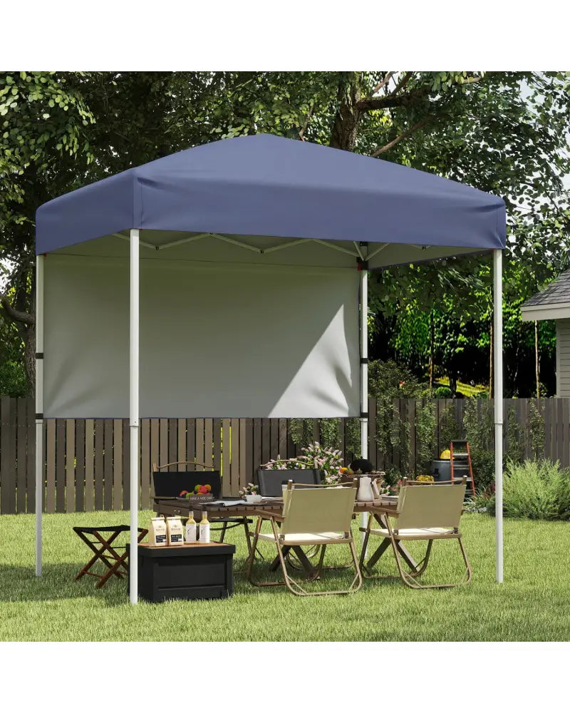 6 x 4 FT Pop-Up Canopy Tent with 1 Half Sidewall Easy Setup Folding Outdoor Sun Shelter-Gray - Gray - Canopies