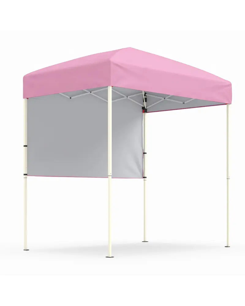 6 x 4 FT Pop-Up Canopy Tent with 1 Half Sidewall Easy Setup Folding Outdoor Sun Shelter-Pink - Pink - Canopies