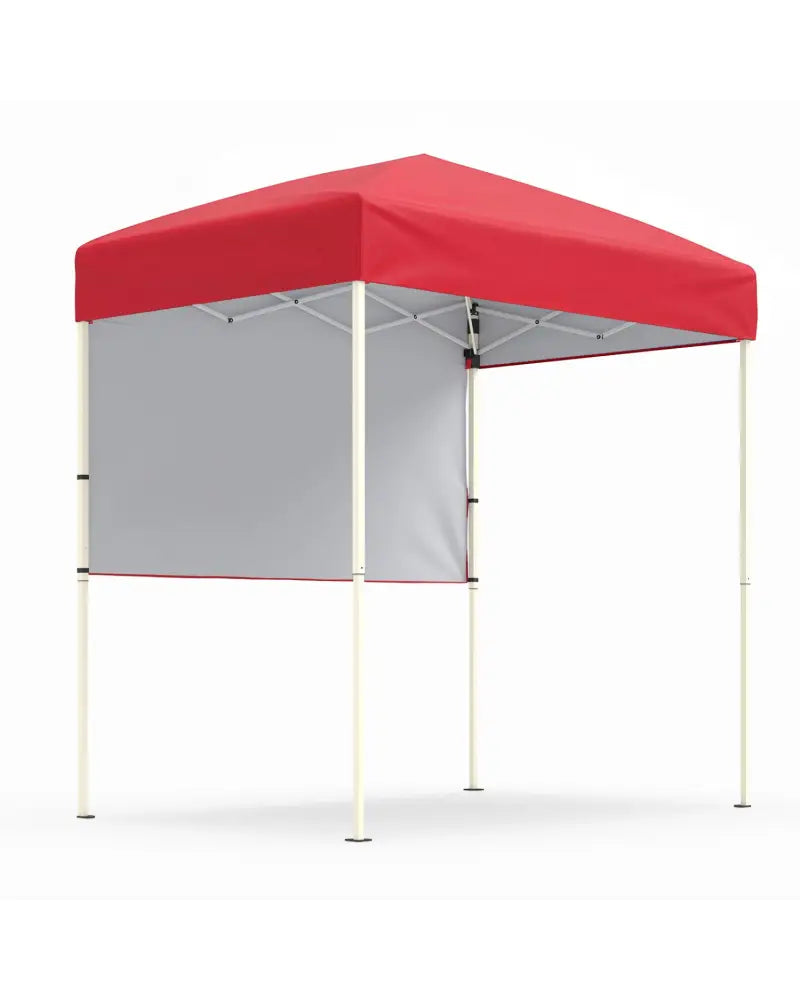 6 x 4 FT Pop-Up Canopy Tent with 1 Half Sidewall Easy Setup Folding Outdoor Sun Shelter-Red - Red - Canopies