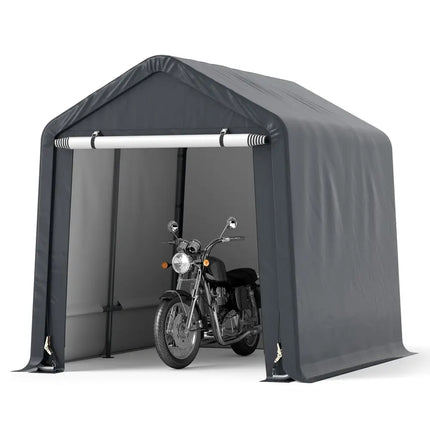 6 x 6.5/8 x 6.5 Feet Portable Motorcycle Outdoor Storage Shelter-8 Feet - Gray - Sheds & Outdoor Storage