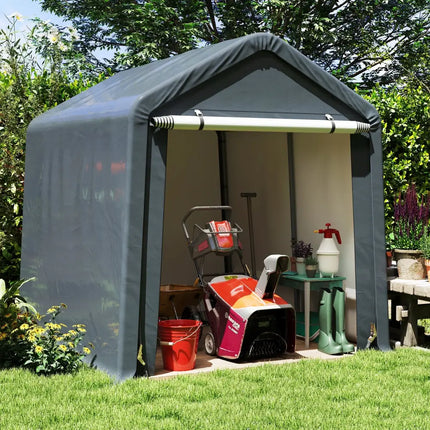 6 x 6.5/8 x 6.5 Feet Portable Motorcycle Outdoor Storage Shelter-8 Feet - Gray - Sheds & Outdoor Storage