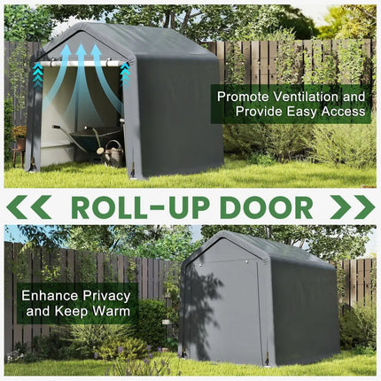 6 x 6.5/8 x 6.5 Feet Portable Motorcycle Outdoor Storage Shelter-8 Feet - Gray - Sheds & Outdoor Storage