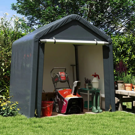 6 x 6.5/8 x 6.5 Feet Portable Motorcycle Outdoor Storage Shelter-6 Feet - Gray - Sheds & Outdoor Storage