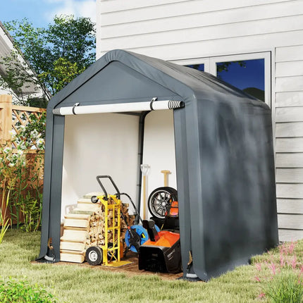 6 x 6.5/8 x 6.5 Feet Portable Motorcycle Outdoor Storage Shelter-6 Feet - Gray - Sheds & Outdoor Storage