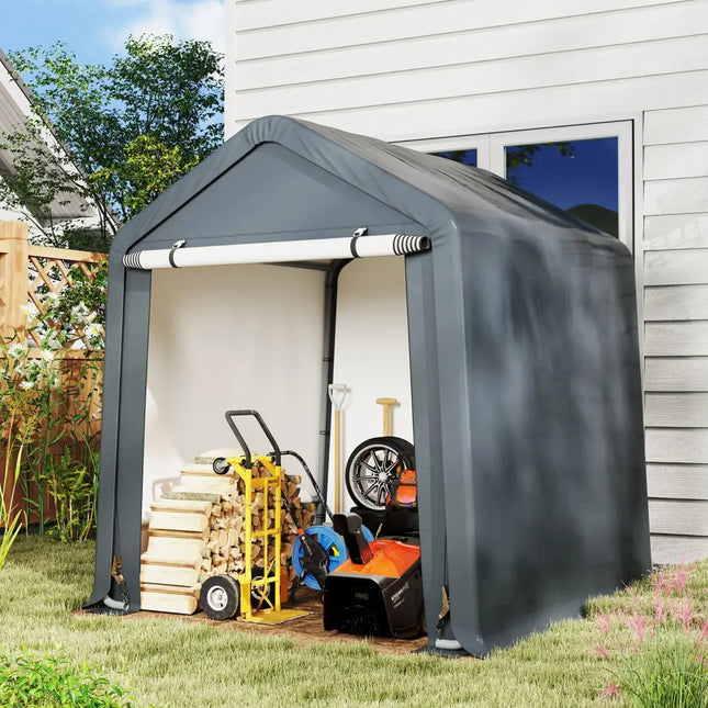 6 x 6.5/8 x 6.5 Feet Portable Motorcycle Outdoor Storage Shelter-6 Feet - Gray - Sheds & Outdoor Storage