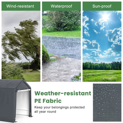 6 x 6.5/8 x 6.5 Feet Portable Motorcycle Outdoor Storage Shelter-6 Feet - Gray - Sheds & Outdoor Storage