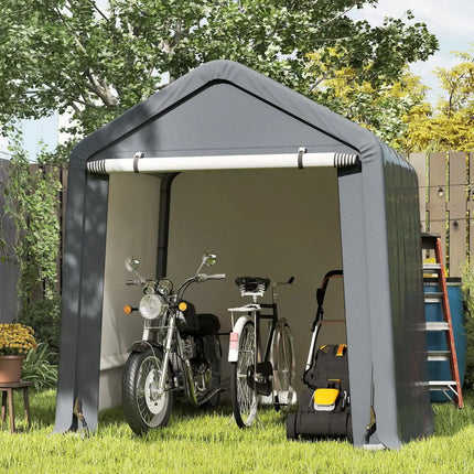 6 x 6.5/8 x 6.5 Feet Portable Motorcycle Outdoor Storage Shelter-6 Feet - Gray - Sheds & Outdoor Storage