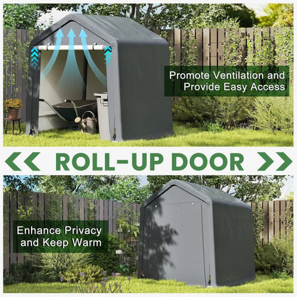 6 x 6.5/8 x 6.5 Feet Portable Motorcycle Outdoor Storage Shelter-6 Feet - Gray - Sheds & Outdoor Storage