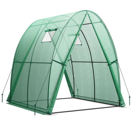 6 x 6 x 6.6 FT Outdoor Wall-in Tunnel Greenhouse-Green - Green - Greenhouses