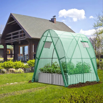 6 x 6 x 6.6 FT Outdoor Wall-in Tunnel Greenhouse-Green - Green - Greenhouses