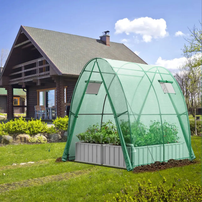 6 x 6 x 6.6 FT Outdoor Wall-in Tunnel Greenhouse-Green - Green - Greenhouses