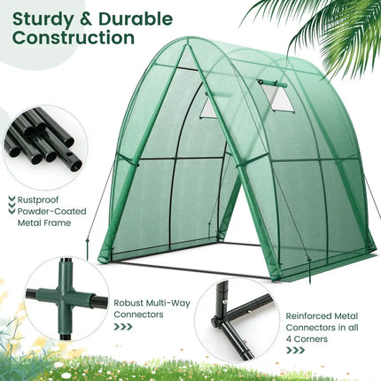 6 x 6 x 6.6 FT Outdoor Wall-in Tunnel Greenhouse-Green - Green - Greenhouses